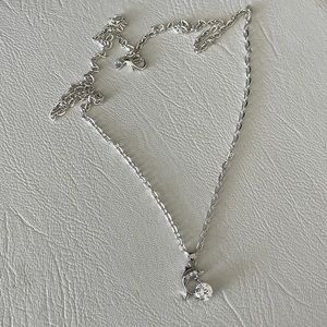 Dazzling 925 Silver Dolphin with Simulated Diamond Necklace 12.5”